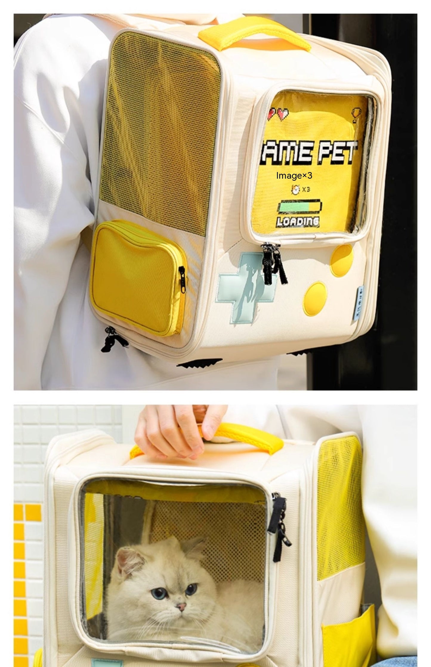 Game Console Retro Style Pet Cat Bag Portable Out Backpack Foldable Large Capacity Dogs And Cats Travel Nest