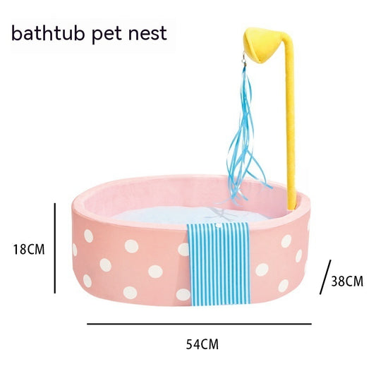 Bathtub Pet Bed Autumn And Winter Warm Nest Cat Dog Deep Sleeping Bed Cat Teaser Toy