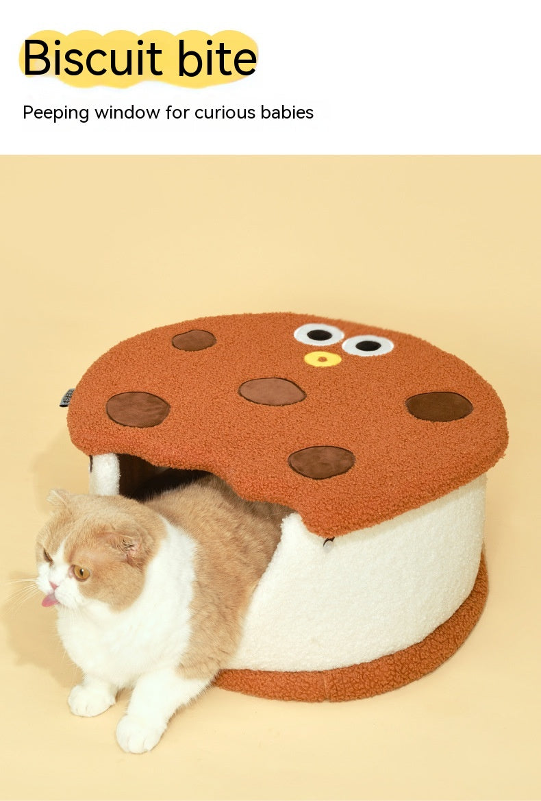 Multifunctional Sandwich Biscuit Shape Semi-closed Cat Nest