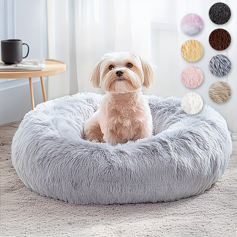 Calming Dog & Cat Bed, Donut Cuddler Warming Cozy Soft Round Bed