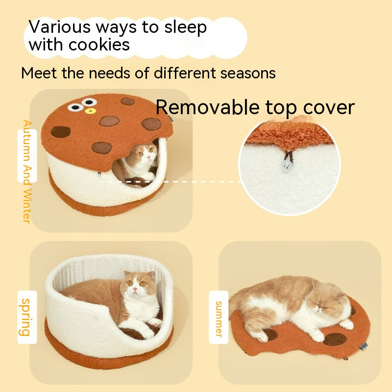 Multifunctional Sandwich Biscuit Shape Semi-closed Cat Nest