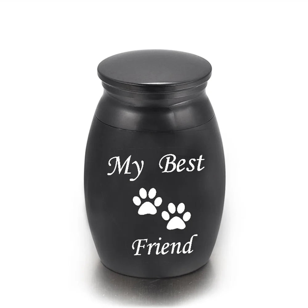 Double Heart-Shaped Paw Print Memorial Urn – Metal Pet Ash Casket for Dog and Cat Cremation | Jewelry-Style with Screw Cover, Easy to Open