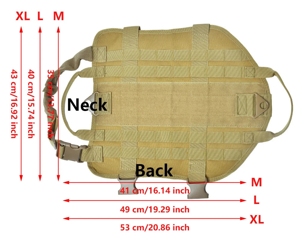 K9 Tactical Dog Harness Vest with MOLLE and Optional Pouches