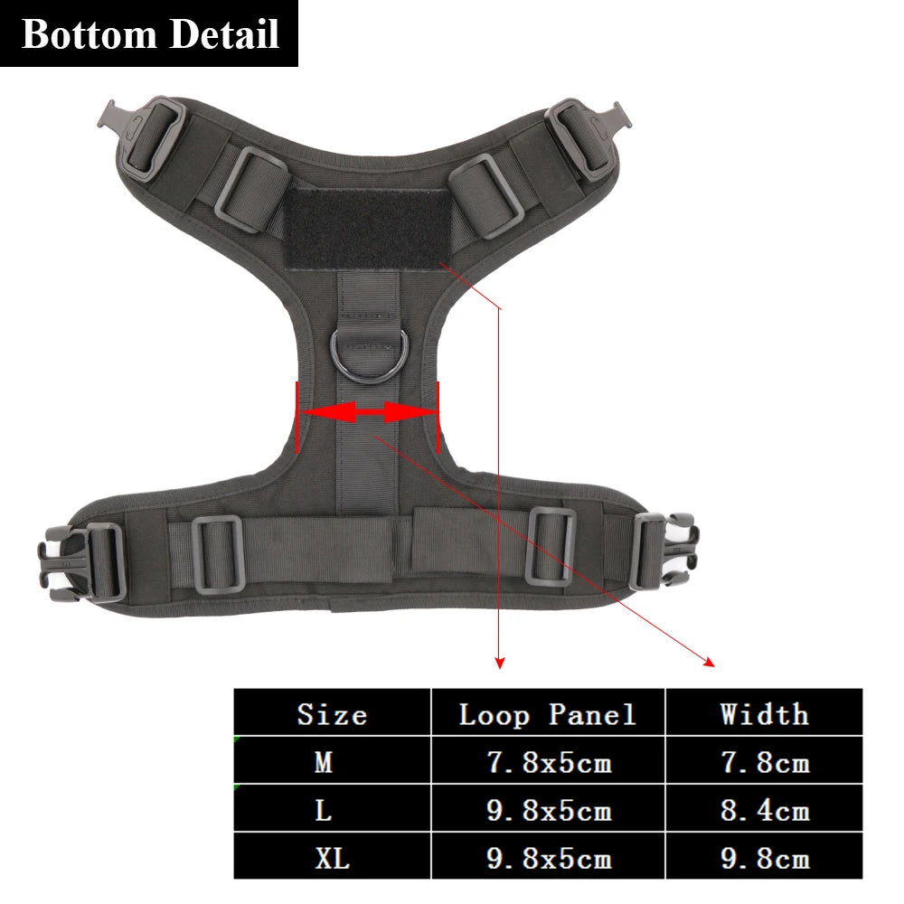 Tactical Dog Harness with MOLLE, Quick-Release, and Dual Leash Clips