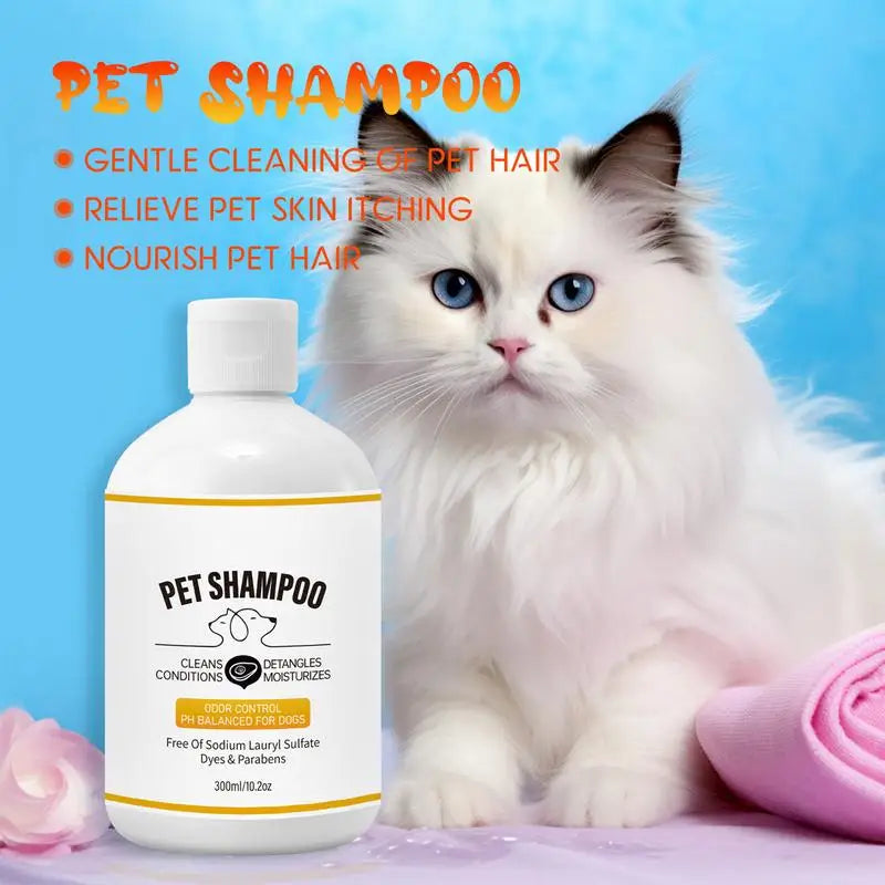 Natural Deodorizing Dog Cat Shampoo Gentle Body Wash Shower Gel Odor Eliminating Bath for Pet Grooming