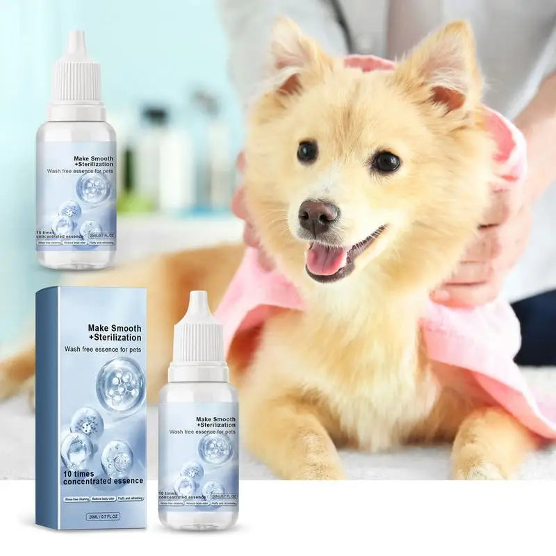 Pet Wash Free Essence Dog Cat Body Wash Hair Softening Removing Dirts Mites Deodorizing Reduce Itching Moisturizing