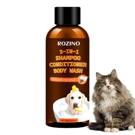 Organic Coconut Pet Body Wash 3-in-1 Tearless Moisturizer Stain and Odor Eliminator Plant-Based Shampoo Conditioner for Dogs and Cats