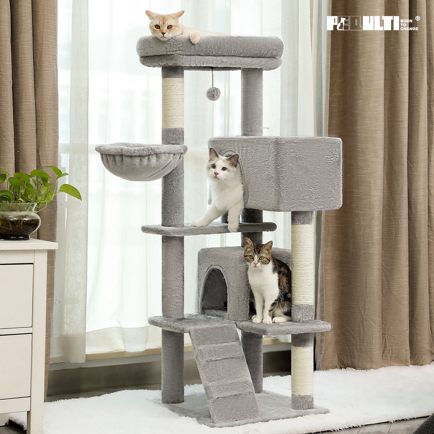 Cat Multi-Level Luxury Cat Tree Tower – 5-Layer Cat Condo with Scratching Posts