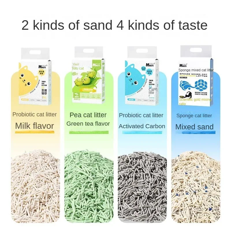 Cat Sand 6L Deodorizing Quick Clumping Flushable Natural Kitty Litter for Toilet Cleaning