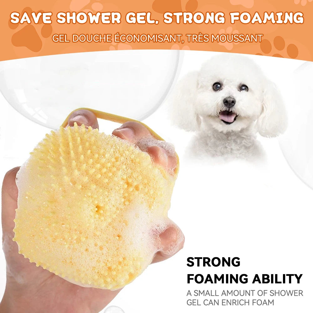 Soft Silicone Pet Bathing Brush Pet Massage Shampoo Dispenser Rubber Bristle Grooming Tool for Dogs Cats