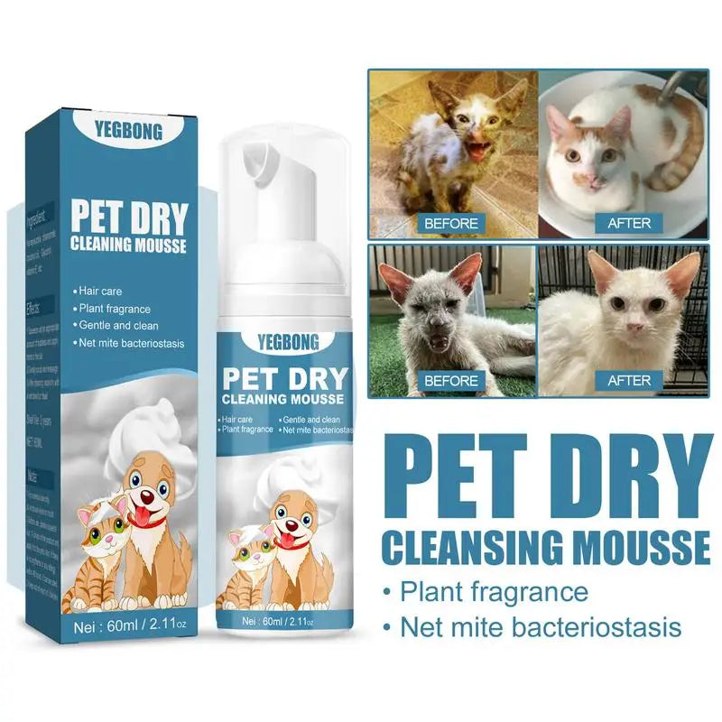 No-Rinse Waterless Pet Shampoo Odor Eliminator for Dogs and Cats Pet Grooming Supplies Safe Bathless Cleaning Mousse