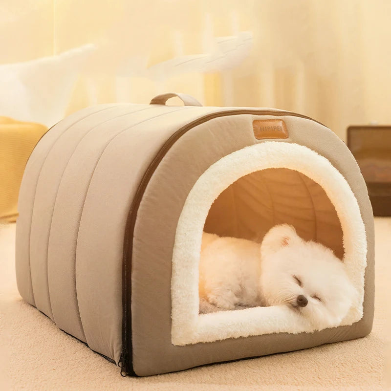 Winter Self-Warming Pet Bed – Cozy Tent Cave for Small & Medium Dogs & Cats