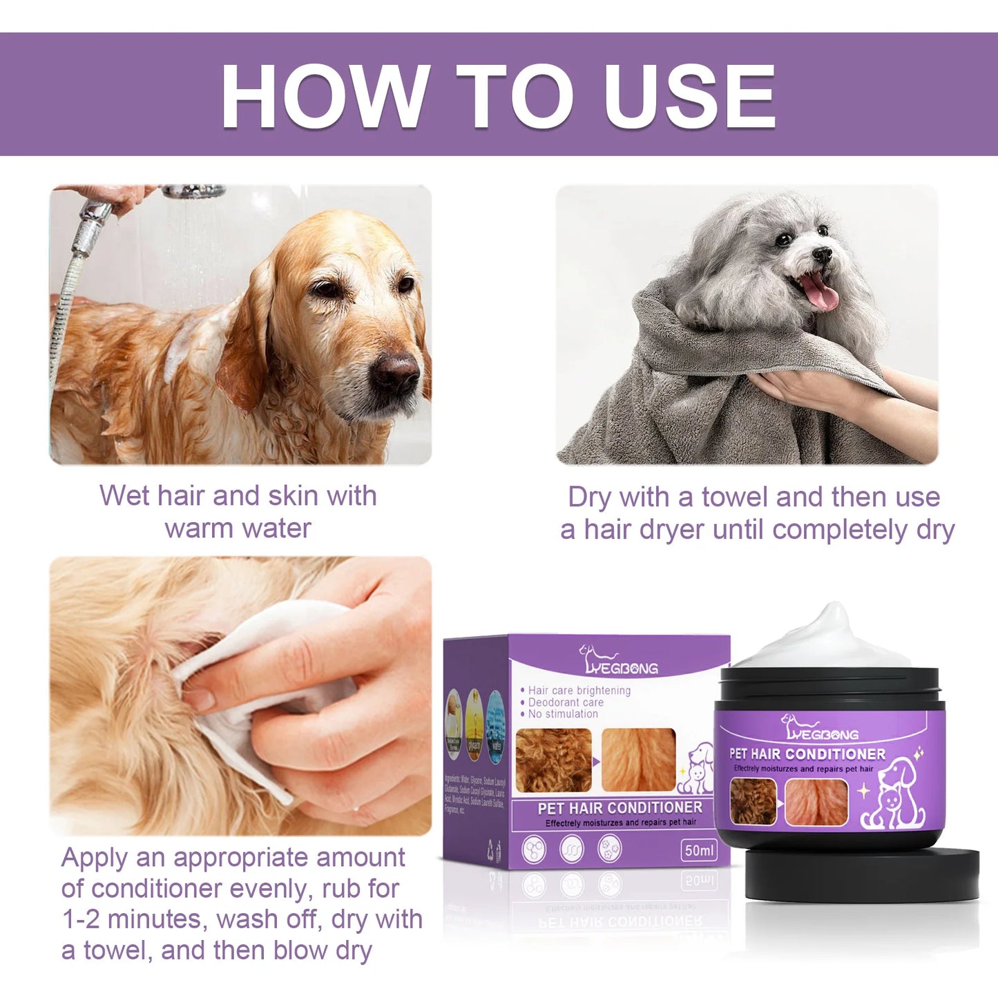 Pet Hair Care Essence Cat Hair Softening Moisturizing Coat Conditioner Itch Relief Deodorizer