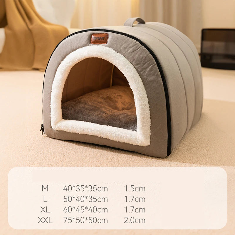 Winter Self-Warming Pet Bed – Cozy Tent Cave for Small & Medium Dogs & Cats