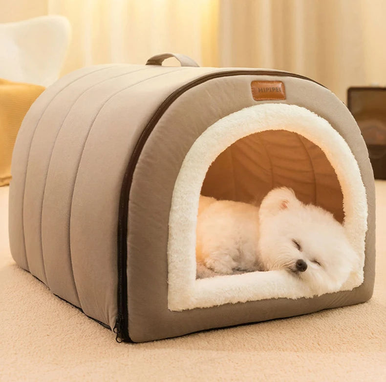 Winter Self-Warming Pet Bed – Cozy Tent Cave for Small & Medium Dogs & Cats