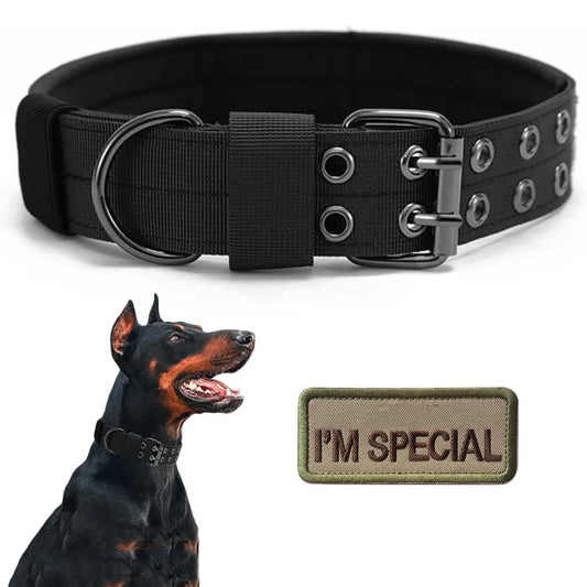 Tactical Dog Collar with Handle - Heavy Duty Nylon Military Collar for Large and Medium Breed Dogs