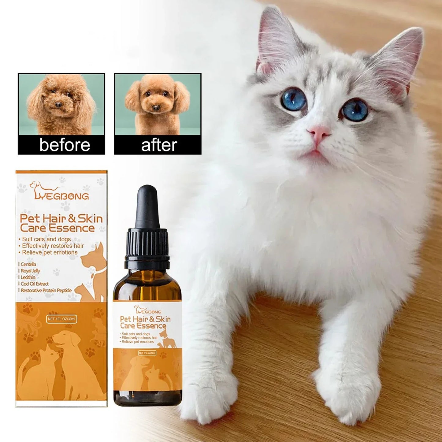 Pet Hair Care Essence Cat Hair Softening Moisturizing Coat Conditioner Itch Relief Deodorizer