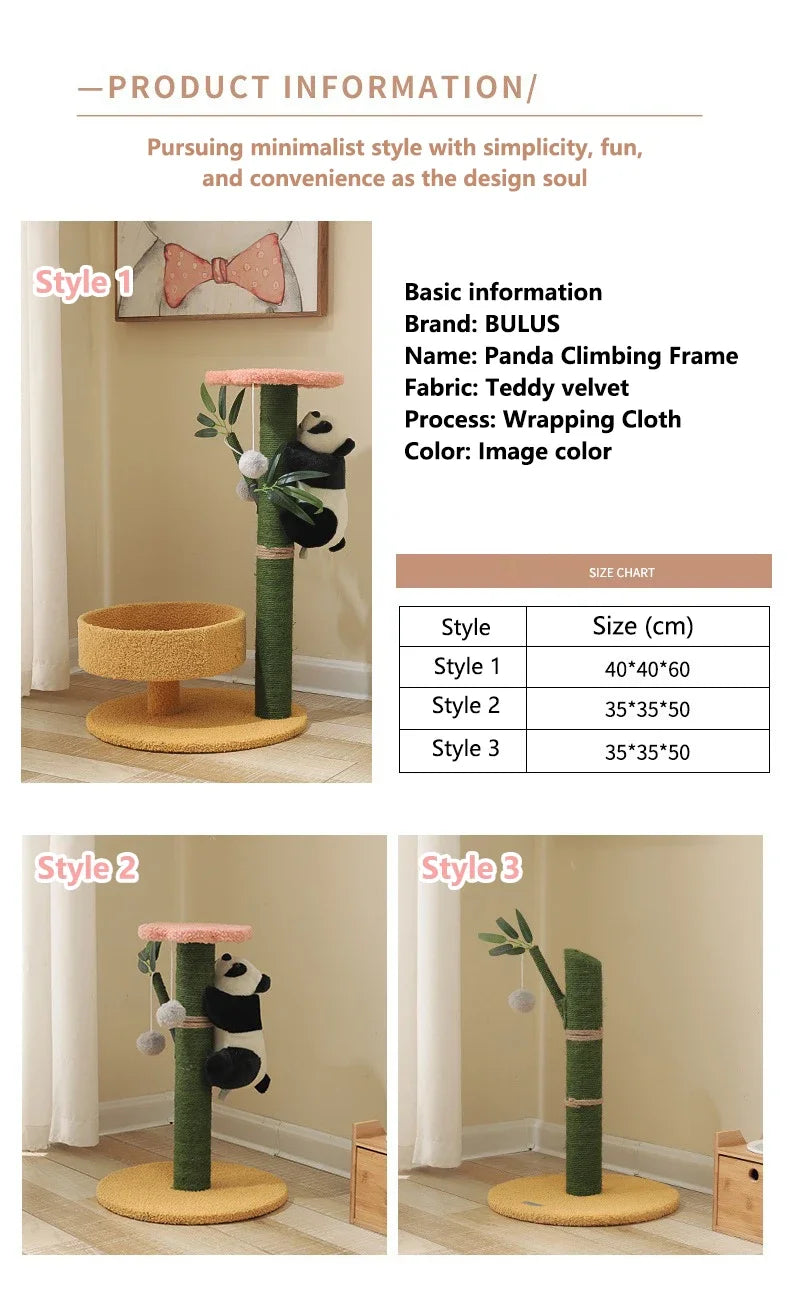 Panda-Themed Cat Tree with Sisal Scratching Posts – Cute Climbing Frame for Cats