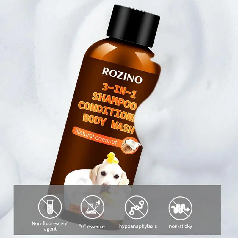 Organic Coconut Pet Body Wash 3-in-1 Tearless Moisturizer Stain and Odor Eliminator Plant-Based Shampoo Conditioner for Dogs and Cats