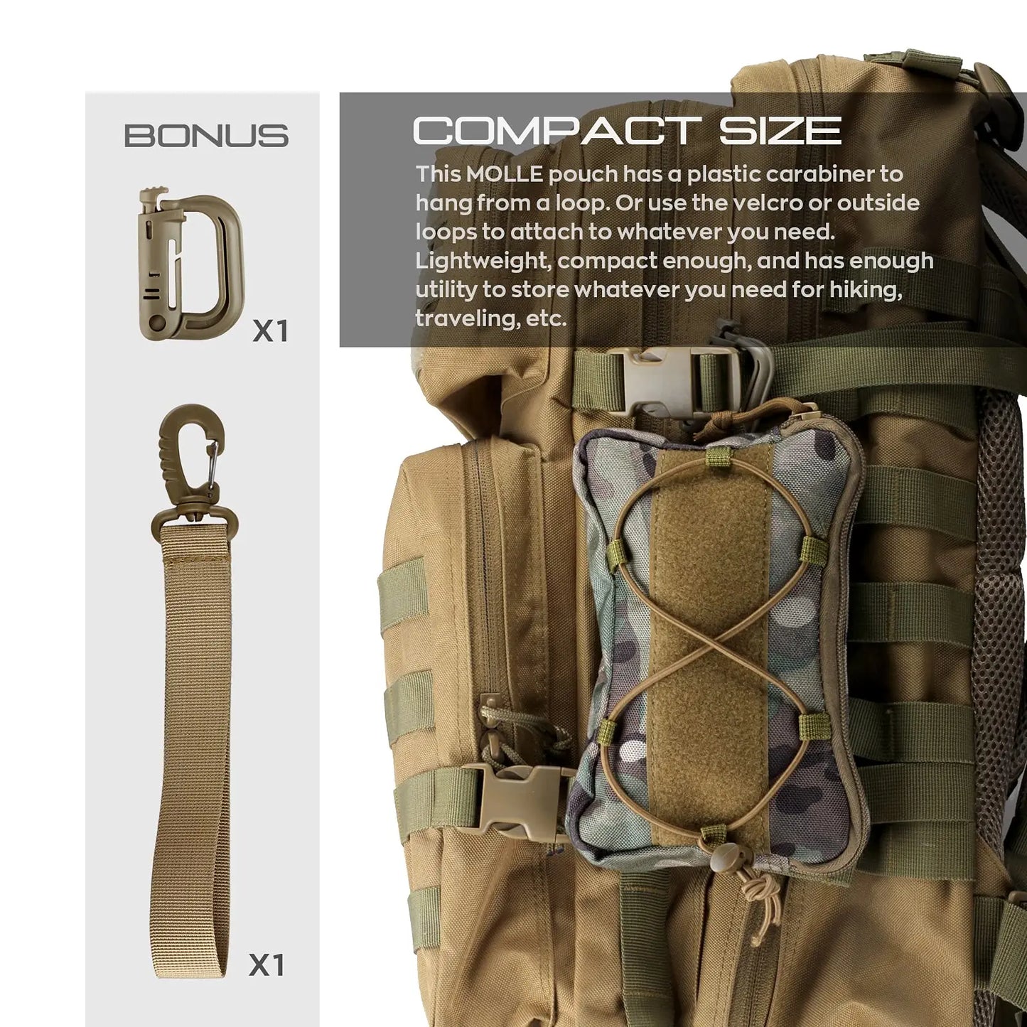 Tactical K9 Side Bag - Molle Pouch Attachment for Service Dog Harness