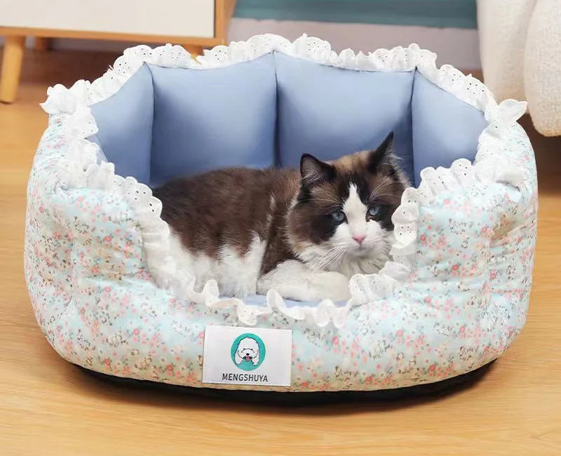 Round Plush Dog & Cat Bed – Soft, Warm Nest for Small Pets