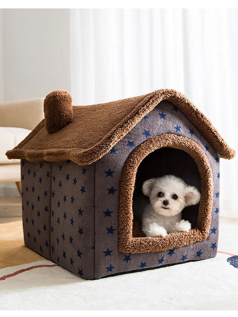 Cozy Cotton Pet Bed with Removable Cover - Fleece and High-Rebound Sponge Dog Sofa for Small to Large Dogs