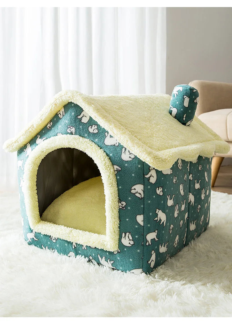 Cozy Cotton Pet Bed with Removable Cover - Fleece and High-Rebound Sponge Dog Sofa for Small to Large Dogs