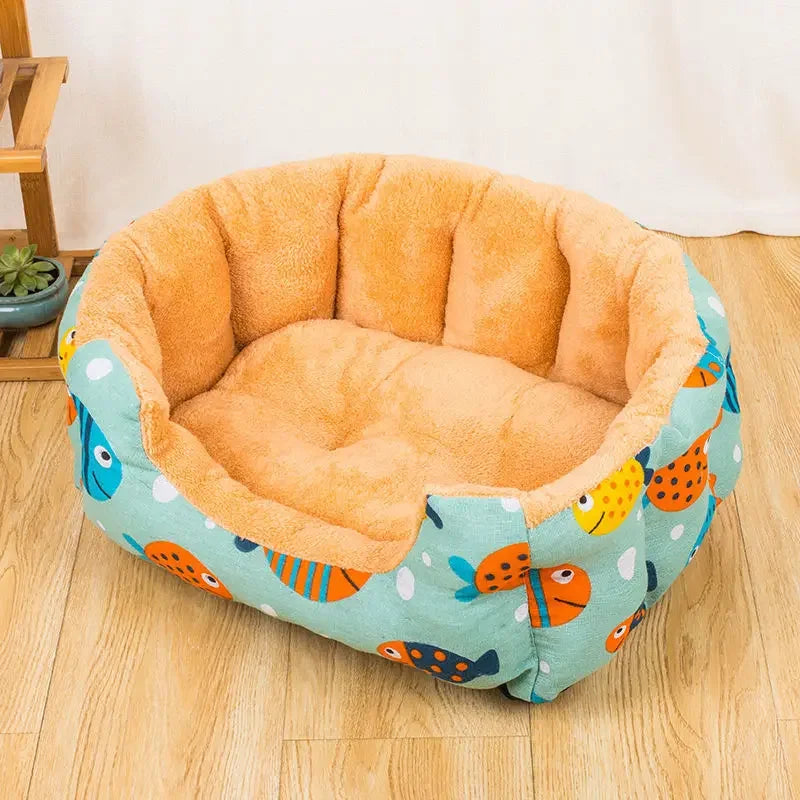 Round Plush Dog & Cat Bed – Soft, Warm Nest for Small Pets