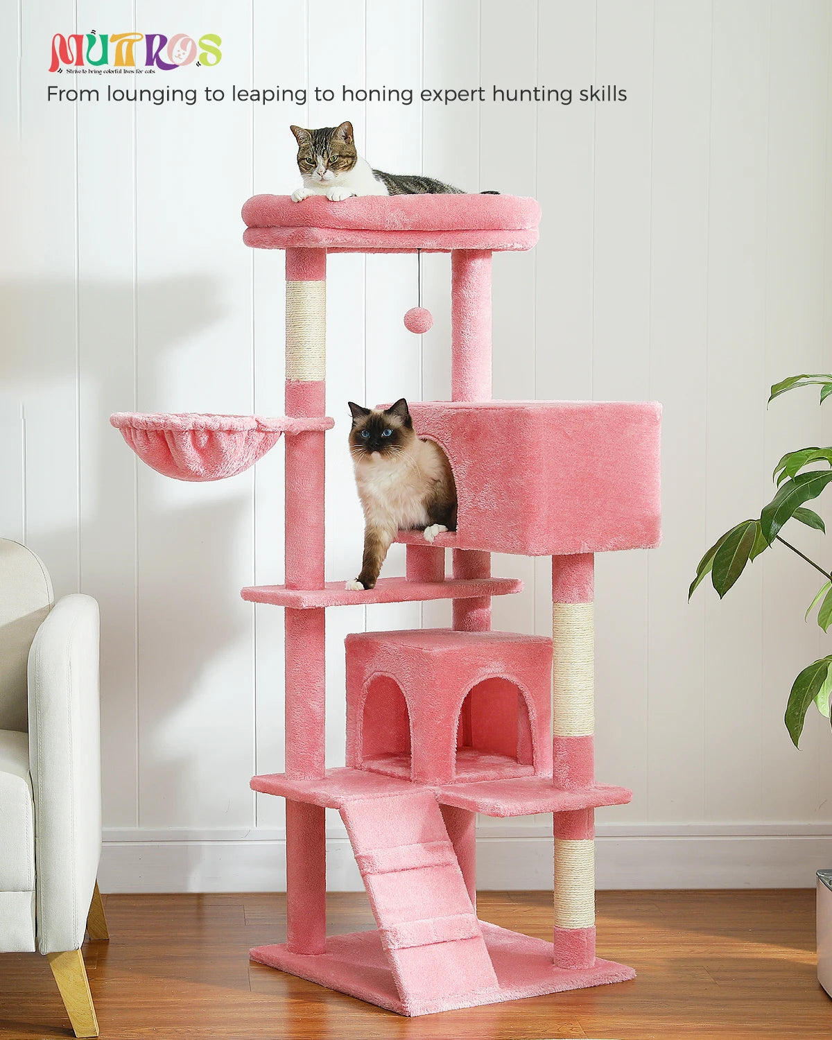 Cat Multi-Level Luxury Cat Tree Tower – 5-Layer Cat Condo with Scratching Posts