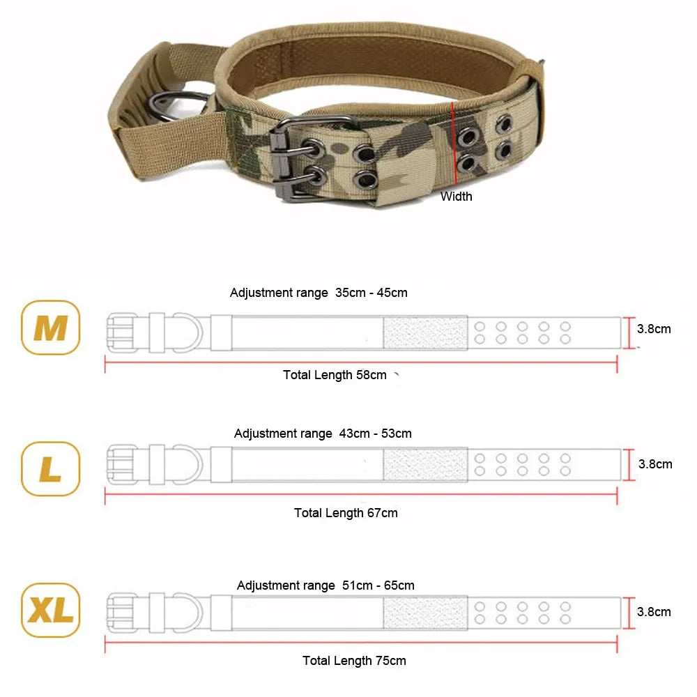 Tactical Dog Collar with Handle - Heavy Duty Nylon Military Collar for Large and Medium Breed Dogs