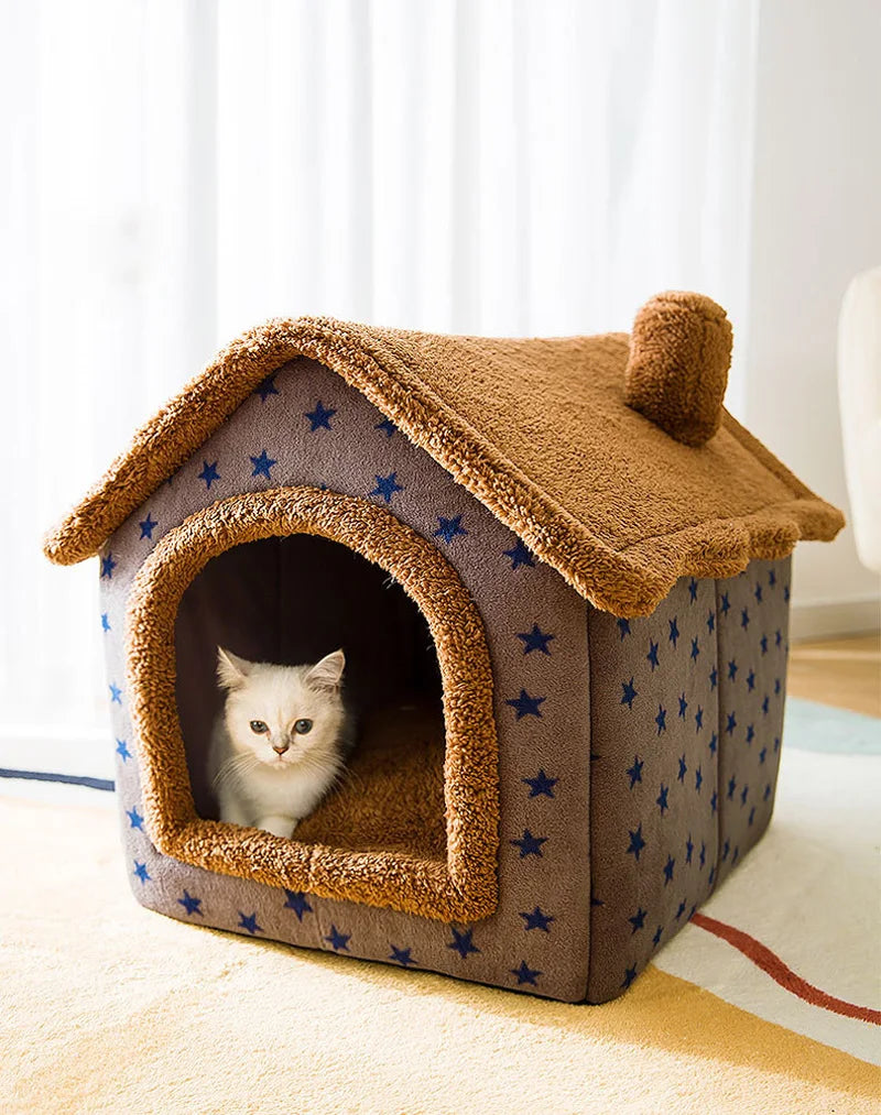 Cozy Cotton Pet Bed with Removable Cover - Fleece and High-Rebound Sponge Dog Sofa for Small to Large Dogs