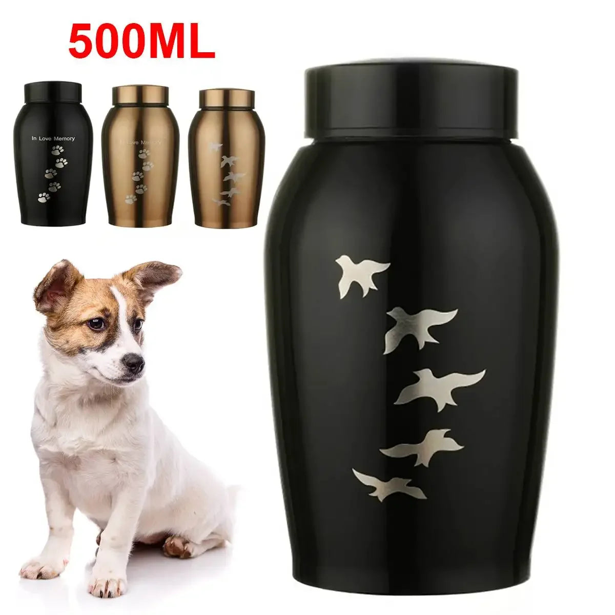 Stainless Steel Cremation Urn for Pets – 500ML, Ideal for Small Dogs or Cats