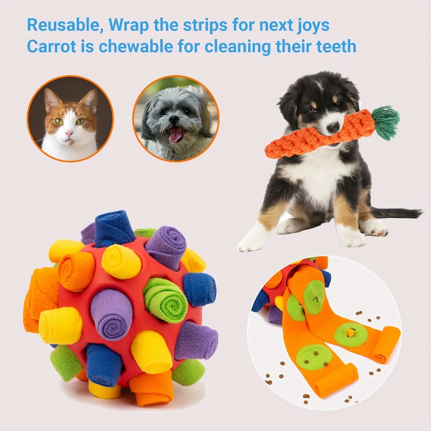 Dog Snuff Ball – Interactive Educational Toy that Encourages Natural Foraging Skills Slow Feeder for Training and Stress Relief