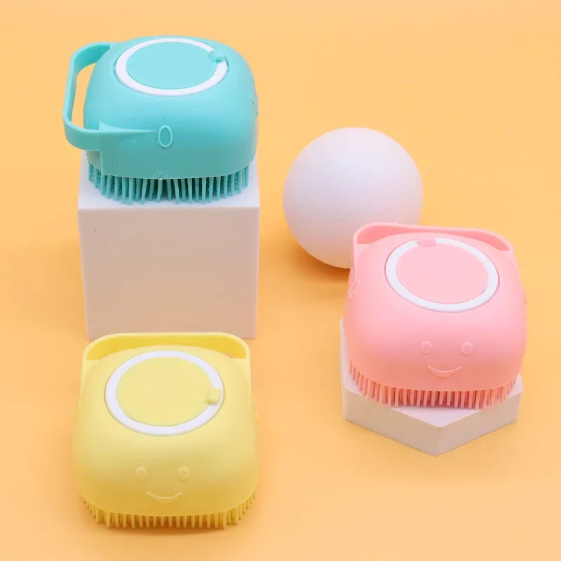 Soft Silicone Pet Brush Pet Shampoo Massager Bath Brush DispenseAr Grooming Shower Brush for Bathroom Washing