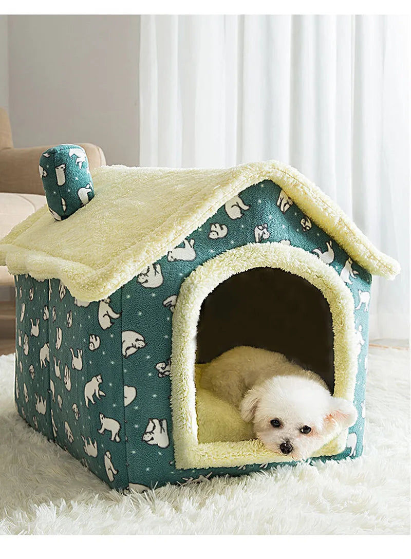 Cozy Cotton Pet Bed with Removable Cover - Fleece and High-Rebound Sponge Dog Sofa for Small to Large Dogs