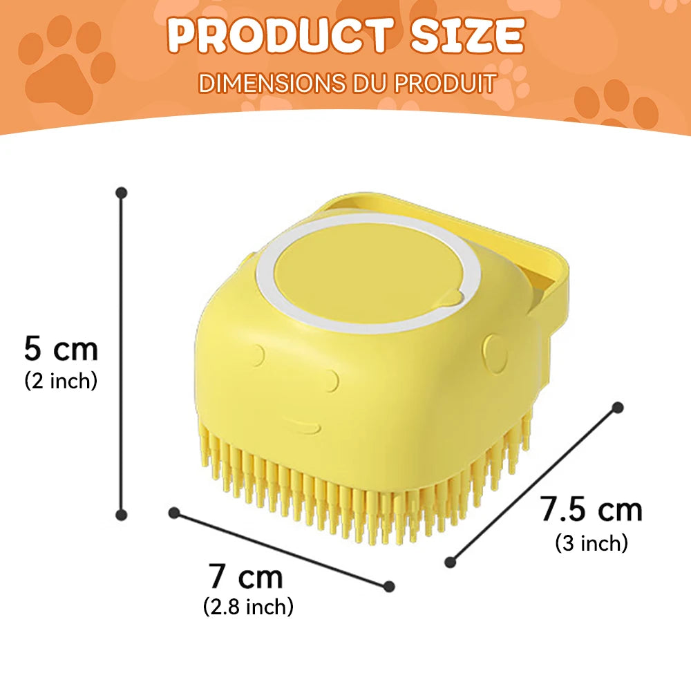 Soft Silicone Pet Bathing Brush Pet Massage Shampoo Dispenser Rubber Bristle Grooming Tool for Dogs Cats