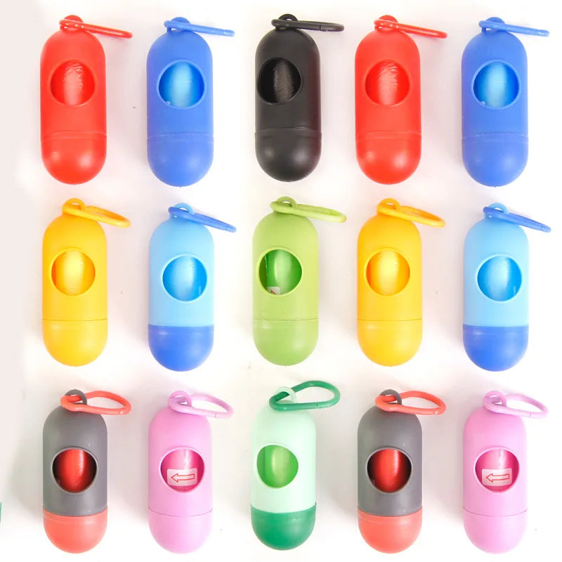 1 pcs Capsule-Shaped Dog Poop Bag Dispenser with Buckle – Hands-Free Waste Bag Holder