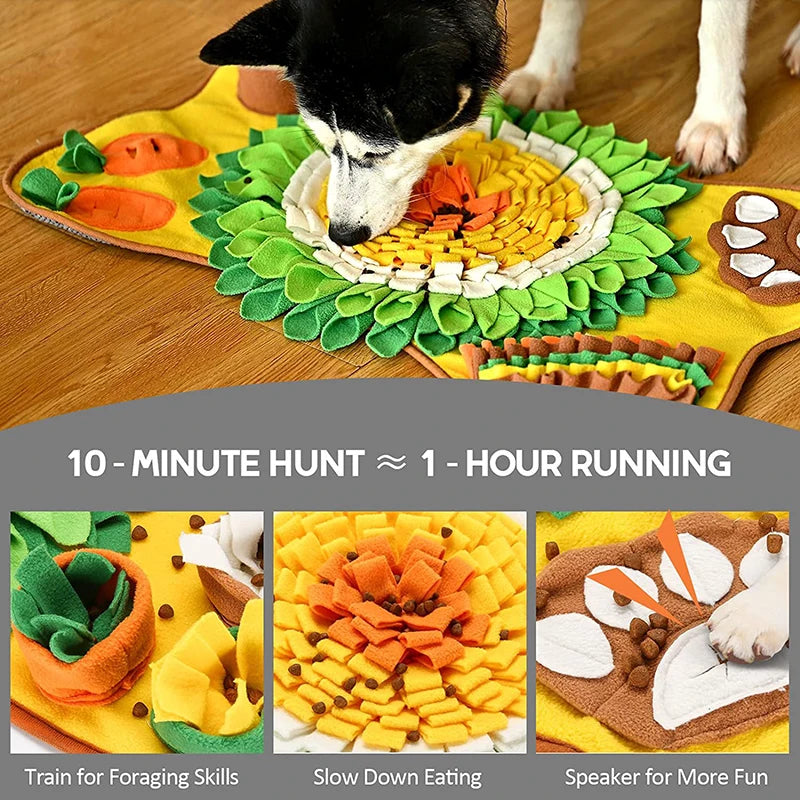 Interactive Pet Toy: Smell Mat Foraging Training Blanket - Educational Slow Food Toy for Dogs Yellow