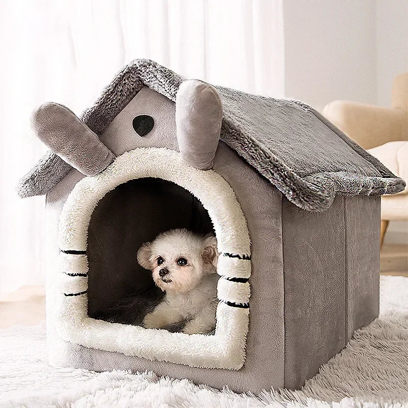 Cozy Cotton Pet Bed with Removable Cover - Fleece and High-Rebound Sponge Dog Sofa for Small to Large Dogs