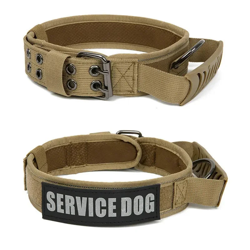 Tactical Dog Collar with Handle - Heavy Duty Nylon Military Collar for Large and Medium Breed Dogs