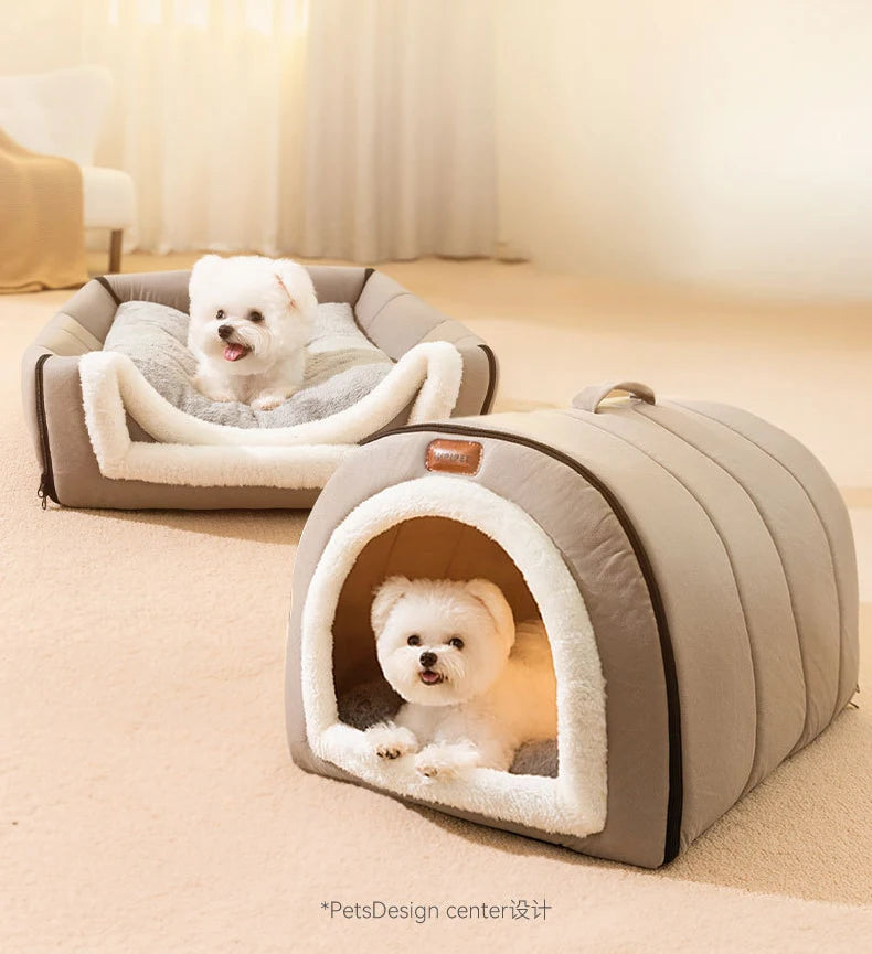 Winter Self-Warming Pet Bed – Cozy Tent Cave for Small & Medium Dogs & Cats