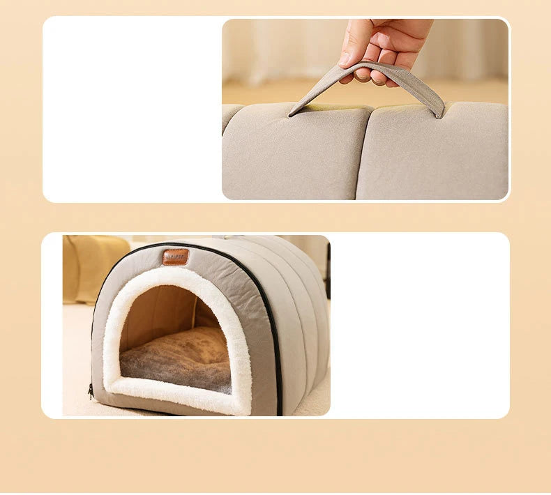 Winter Self-Warming Pet Bed – Cozy Tent Cave for Small & Medium Dogs & Cats