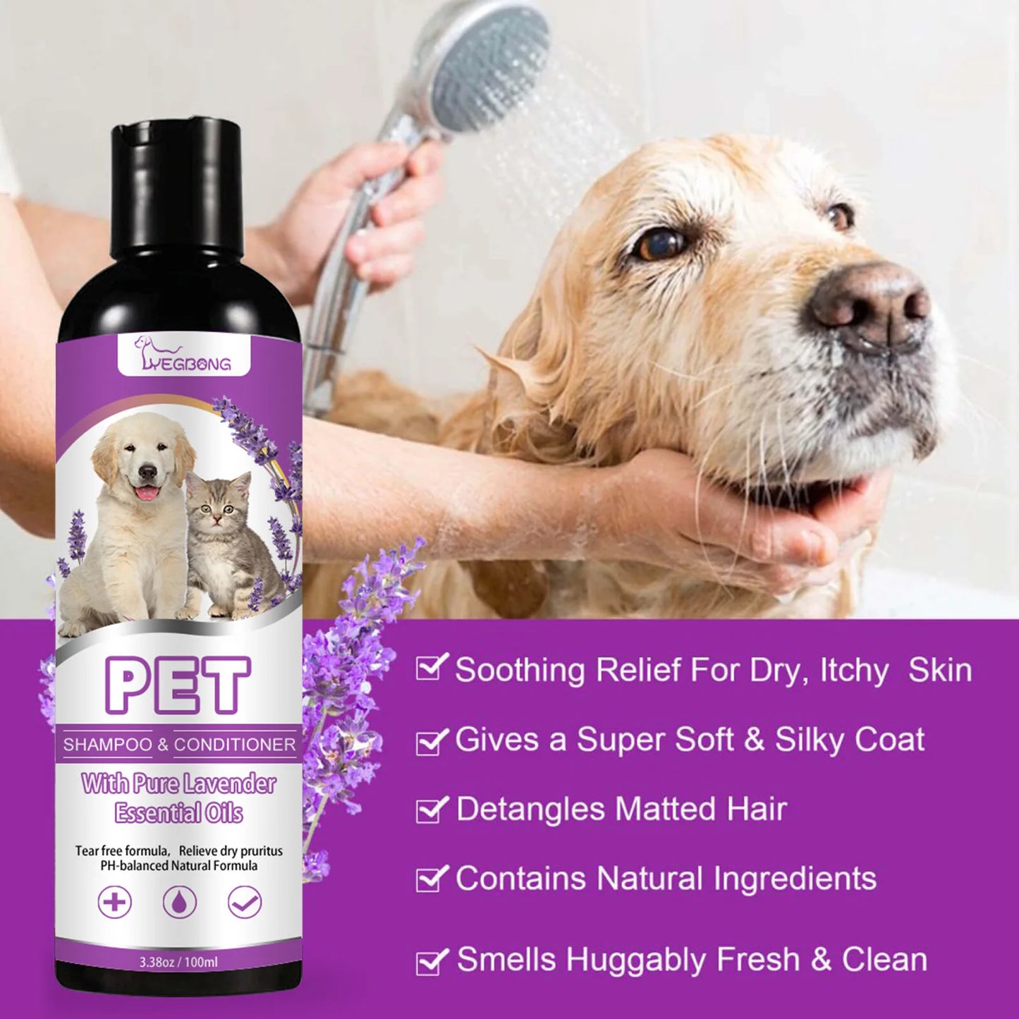 Pet Shampoo Flea Killer Hair Softening Relieve Itching Ph Balanced Cleaning Moisturizing Smooth  Shampoo for Sensitive Skin