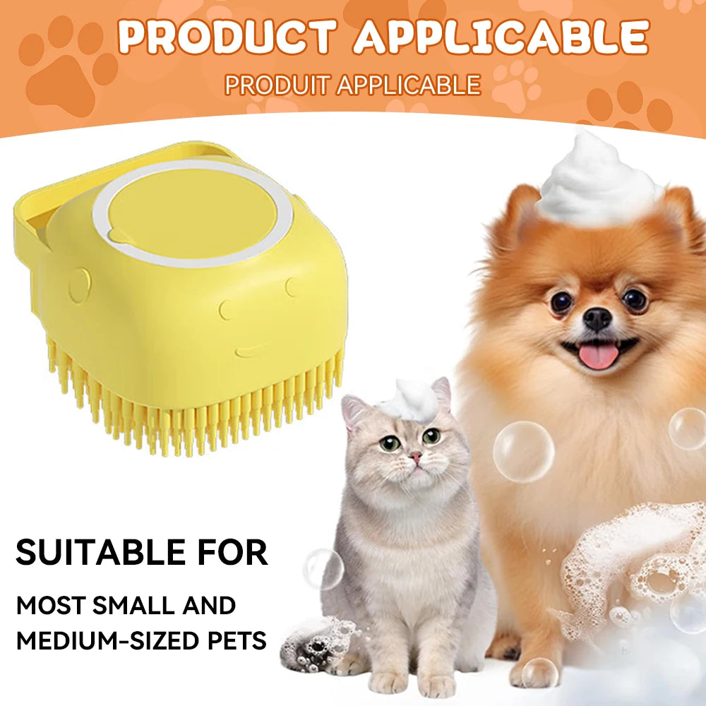 Soft Silicone Pet Bathing Brush Pet Massage Shampoo Dispenser Rubber Bristle Grooming Tool for Dogs Cats