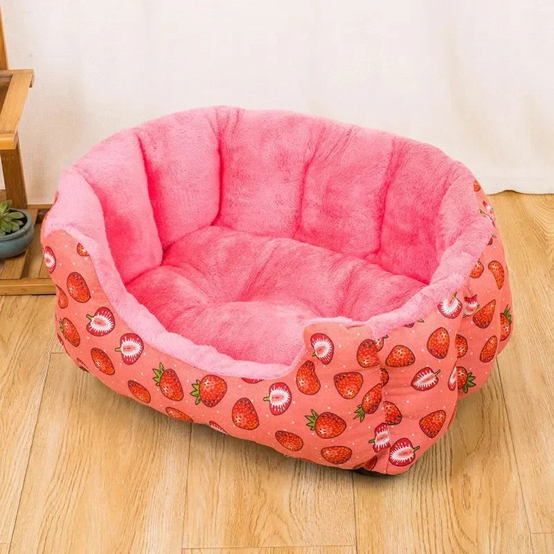 Round Plush Dog & Cat Bed – Soft, Warm Nest for Small Pets