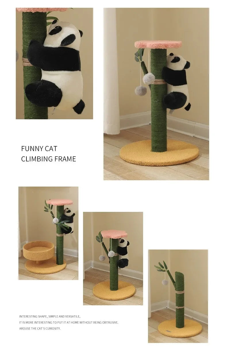 Panda-Themed Cat Tree with Sisal Scratching Posts – Cute Climbing Frame for Cats