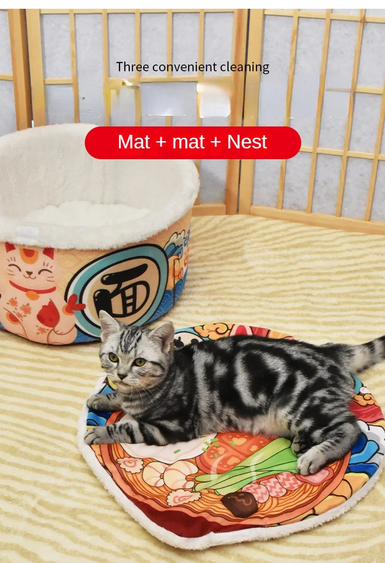 Instant Noodle Cat House - Cute and Comfortable Detachable Cat Sofa Bed, Soft Pet Nest