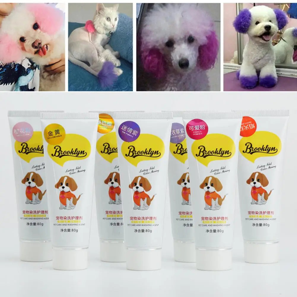 Pet Hair Color DIY Dye Agent Semi Permanent Non-Fading Bright Coloring Dyestuff Pigment for Dogs Cats Short Haired Eye Catching