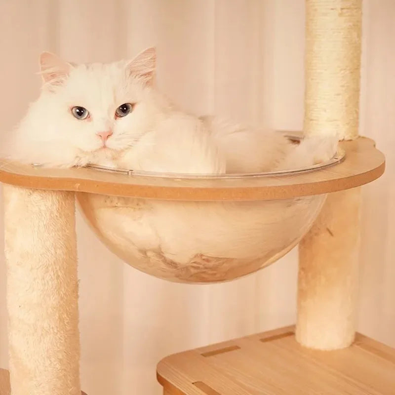 5-Layer Wooden Cat Scratching Post – Multi-Tier Climbing Tower for Cats