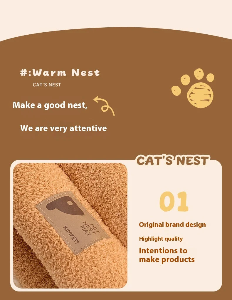 Semi-Enclosed Cat Sleeping Bag – Winter Warm Plush Bed for Cats & Small Dogs